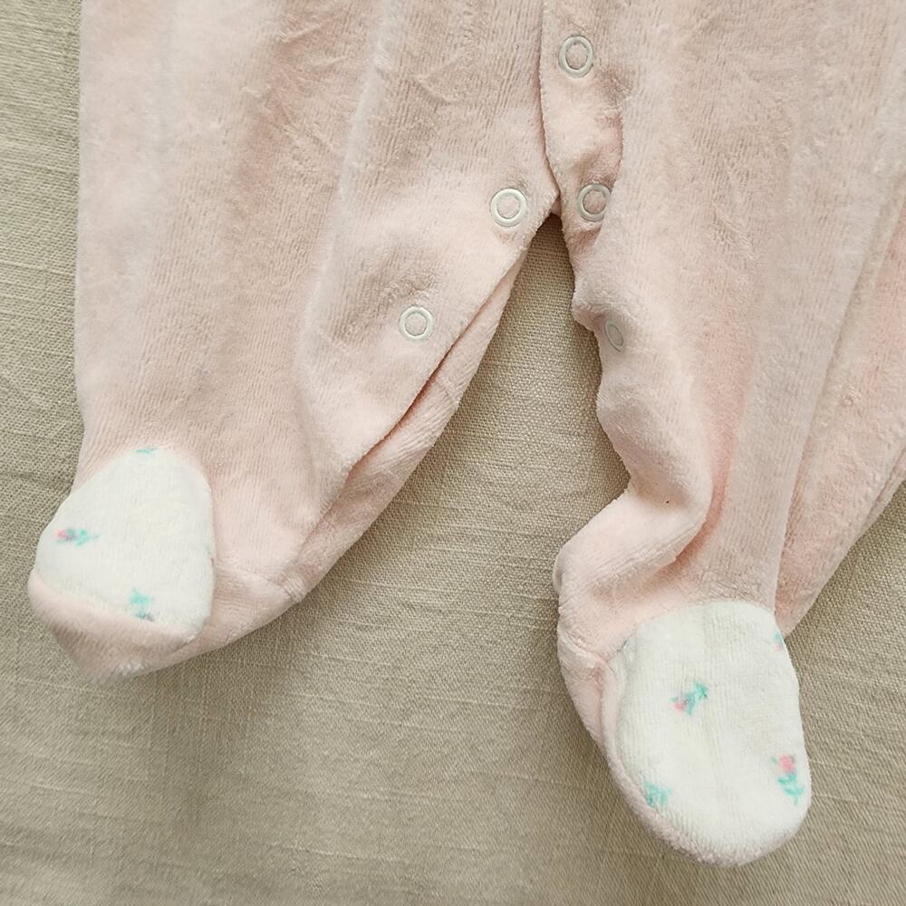 Vintage Floral Velour Pajamas 0-3 months - Picture 5 of 7